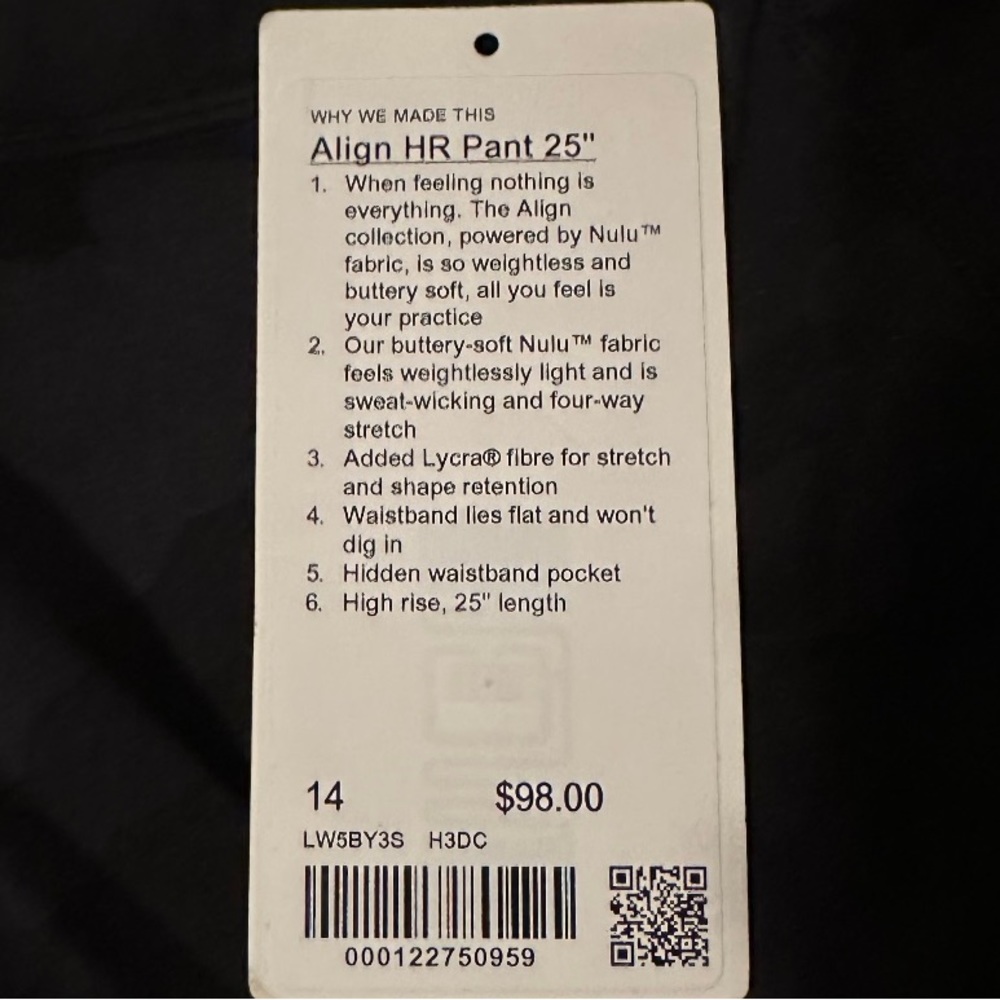 Lululemon align HR pant 25”. NuLu fabric lay flat waist. NWT. Camouflage pattern